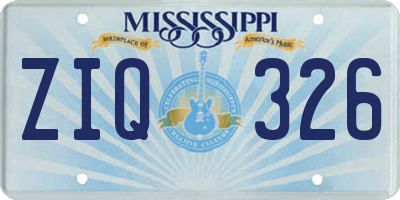 MS license plate ZIQ326