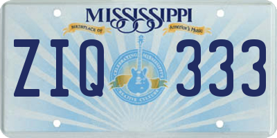 MS license plate ZIQ333