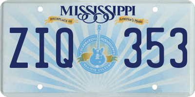 MS license plate ZIQ353