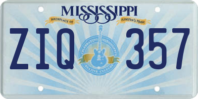 MS license plate ZIQ357