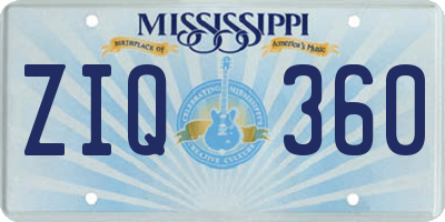 MS license plate ZIQ360