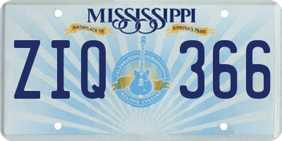 MS license plate ZIQ366