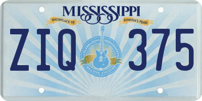 MS license plate ZIQ375