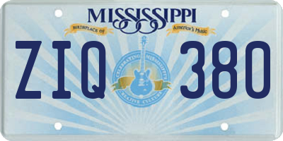 MS license plate ZIQ380