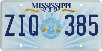 MS license plate ZIQ385