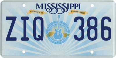 MS license plate ZIQ386