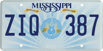 MS license plate ZIQ387