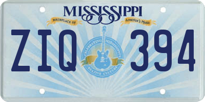 MS license plate ZIQ394