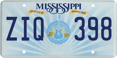 MS license plate ZIQ398
