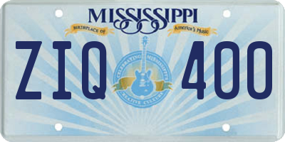 MS license plate ZIQ400