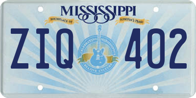 MS license plate ZIQ402