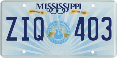 MS license plate ZIQ403