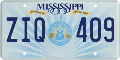 MS license plate ZIQ409
