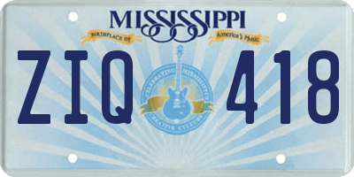 MS license plate ZIQ418