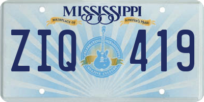 MS license plate ZIQ419