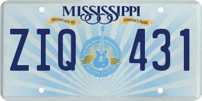 MS license plate ZIQ431