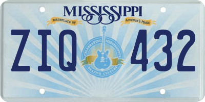 MS license plate ZIQ432