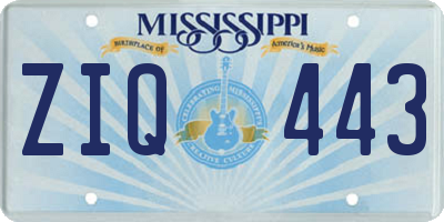 MS license plate ZIQ443