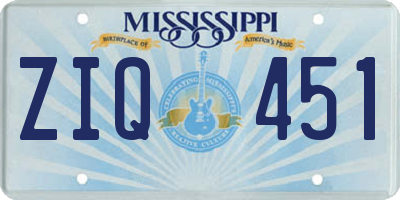 MS license plate ZIQ451