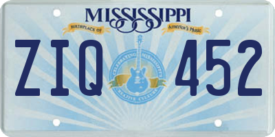 MS license plate ZIQ452