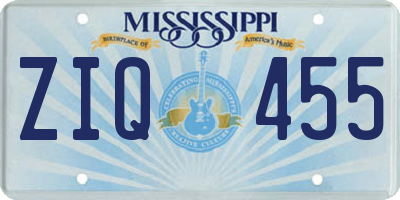 MS license plate ZIQ455