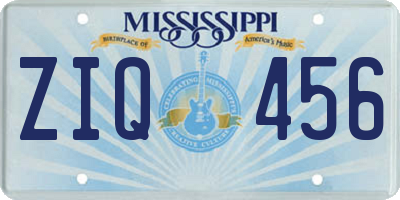 MS license plate ZIQ456