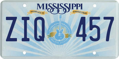MS license plate ZIQ457