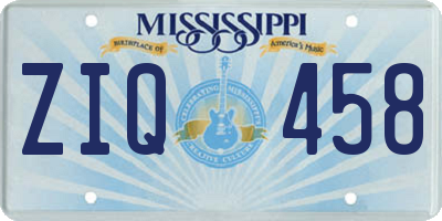 MS license plate ZIQ458
