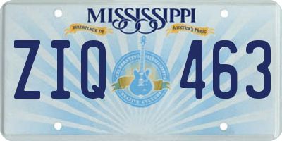 MS license plate ZIQ463
