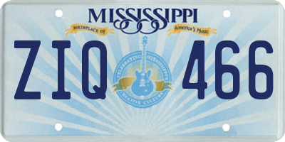 MS license plate ZIQ466
