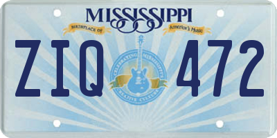 MS license plate ZIQ472