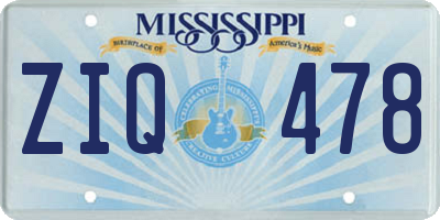 MS license plate ZIQ478