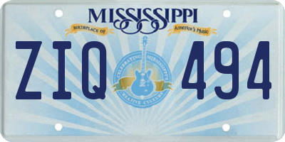 MS license plate ZIQ494