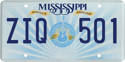 MS license plate ZIQ501