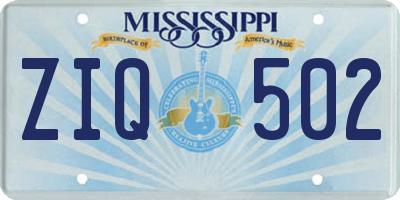 MS license plate ZIQ502