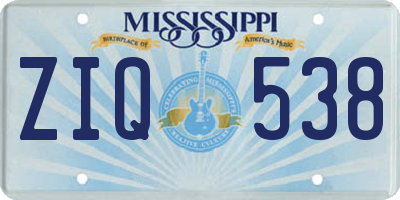MS license plate ZIQ538