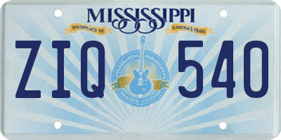 MS license plate ZIQ540