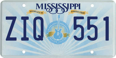 MS license plate ZIQ551