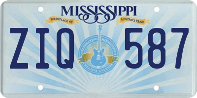 MS license plate ZIQ587