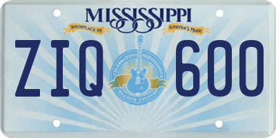 MS license plate ZIQ600