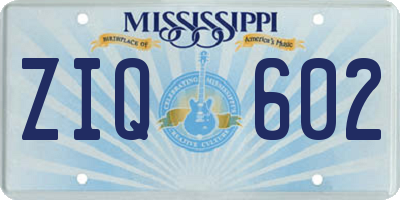 MS license plate ZIQ602