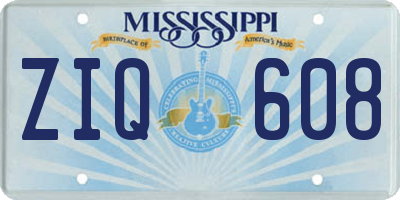MS license plate ZIQ608