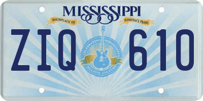 MS license plate ZIQ610