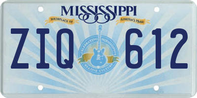 MS license plate ZIQ612