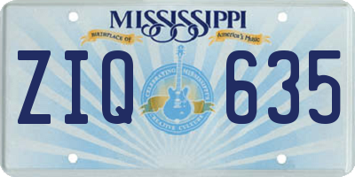 MS license plate ZIQ635