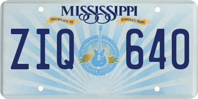 MS license plate ZIQ640