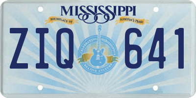 MS license plate ZIQ641