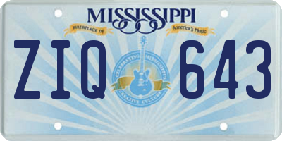 MS license plate ZIQ643