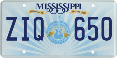 MS license plate ZIQ650