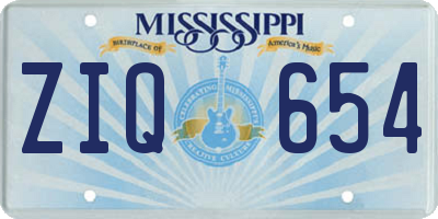 MS license plate ZIQ654